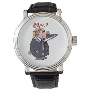 Lustiges Donald- Trumpschwein-politischer Cartoon Armbanduhr