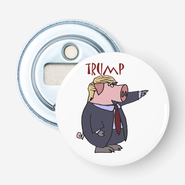 Lustiges Donald- Trumpschwein-politischer Cartoon Flaschenöffner (Vorderseite)