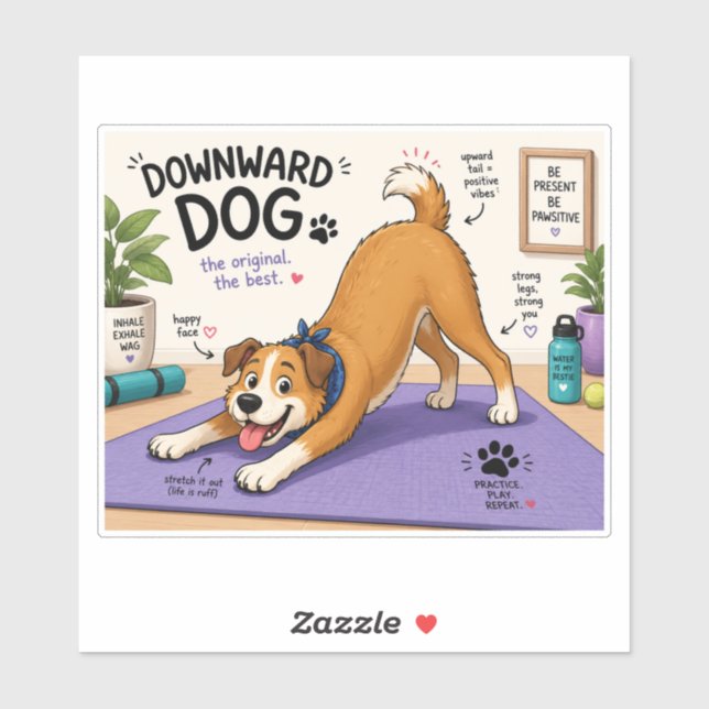 Lustiges Downward Dog Design  Aufkleber (Blatt)