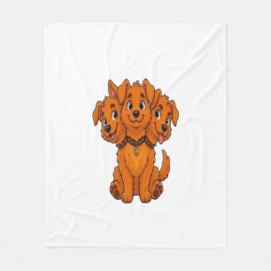 Lustiges Dreikopf-Cartoon-Hund-Grafik-Kinder-T-Shi Fleecedecke