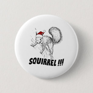 Lustiges Eichhörnchen mit Hut Weihnachtsurlaub alt Button