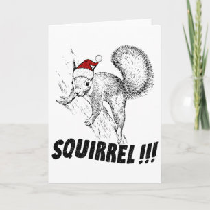 Lustiges Eichhörnchen mit Hut Weihnachtsurlaub alt Karte