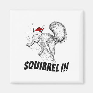 Lustiges Eichhörnchen mit Hut Weihnachtsurlaub Old Magnet