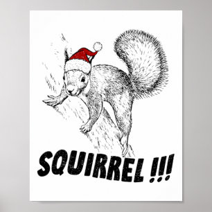 Lustiges Eichhörnchen mit Hut Weihnachtsurlaub Old Poster