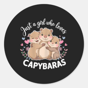 Lustiges Ein Mädchen Das Capybaras Liebt Cool Capy Runder Aufkleber