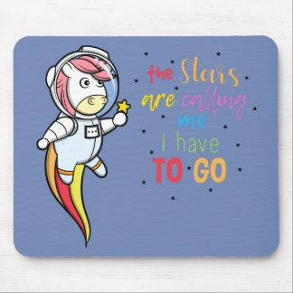 Lustiges Einhorn als Astronaut im Weltall Mousepad