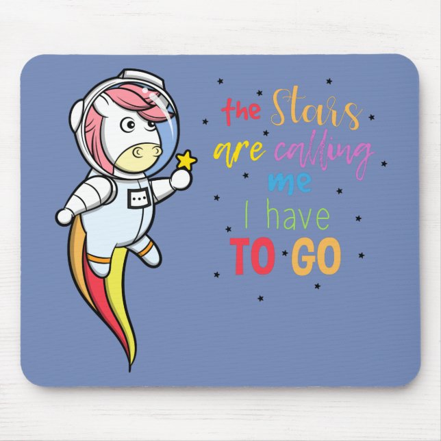 Lustiges Einhorn als Astronaut im Weltall Mousepad (Vorne)