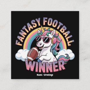 Lustiges Einhorn Fantasy Football Gewinner 2025 St Quadratische Visitenkarte