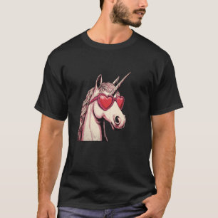Lustiges Einhorn mit Herz-Sonnenbrille für Valenti T-Shirt
