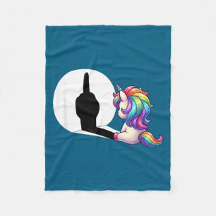 Lustiges Einhorn mit Mittelfinger Morgenmuffel Fleecedecke