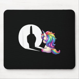 Lustiges Einhorn mit Mittelfinger Morgenmuffel Mousepad