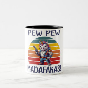 LUSTIGES EINHORN PEW PEW MADAFAKAS ZWEIFARBIGE TASSE