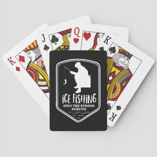 Lustiges Eis-Fischen-Fischer-Schwarzes Spielkarten (Rückseite)
