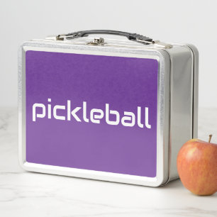 Lustiges, elegantes weißes PICKLEBALL-Text auf kön Metall Brotdose
