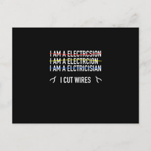 Lustiges Elektriker-Shirt, ich schneide Kabel Postkarte