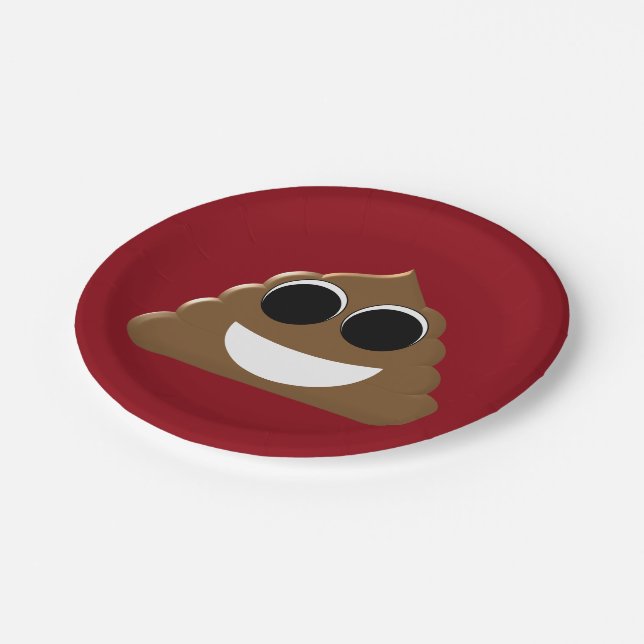 Lustiges Emoji Poo Pappteller (Schrägansicht)
