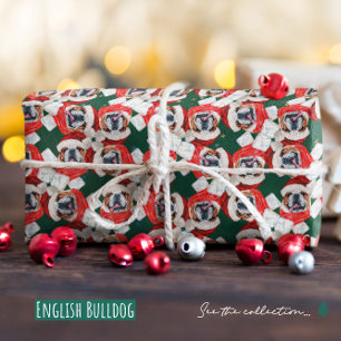 Lustiges Englisch Bulldogge Weihnachtsmuster Geschenkpapier