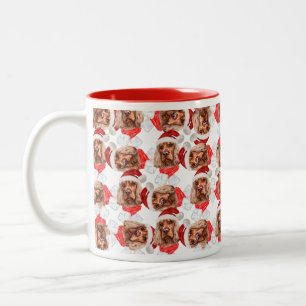 Lustiges Englisch Cocker Weihnachtsmuster Zweifarbige Tasse
