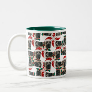 Lustiges Englisch Mastiff Weihnachtsmuster Zweifarbige Tasse