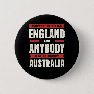 Lustiges englisches Cricket-Shirt mit zwei Teams,  Button