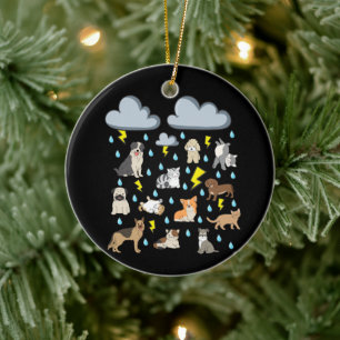 Lustiges englisches Idiom Es regnet Katzen und Hun Keramik Ornament