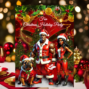 Lustiges ethnisches Weihnachtsferien-Rot-Couple-Hu Einladung