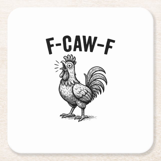 Lustiges F-Caw-F Huhn Grafik Sarkastischer Vogel Rechteckiger Pappuntersetzer (Vorderseite)