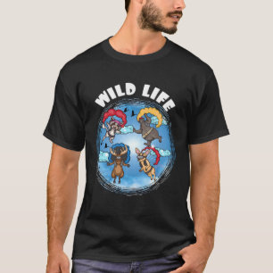 Lustiges Fallschirmspringen mit Hirsch Waschbär El T-Shirt