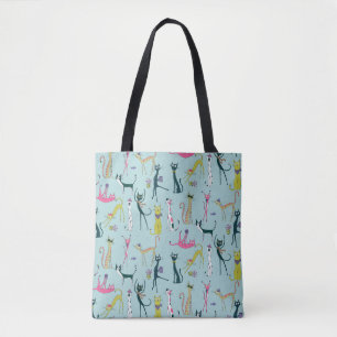 Lustiges, farbenfrohes, verrücktes Katzenmuster Tasche