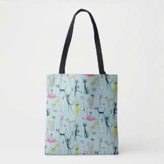 Lustiges, farbenfrohes, verrücktes Katzenmuster Tasche