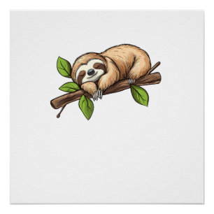 Lustiges Faules Faultier T-Shirt Poster