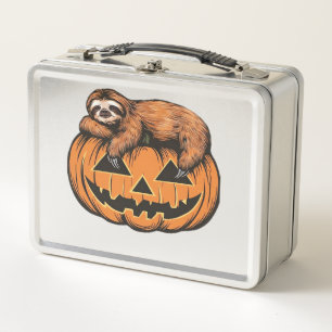 Lustiges Faultier auf Halloween-Kürbis Essential T Metall Brotdose