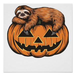 Lustiges Faultier auf Halloween-Kürbis Essential T Poster