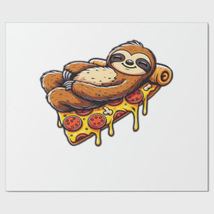 Lustiges Faultier, das Pizza isst, Kawaii-Tierlieb Geschenkpapier
