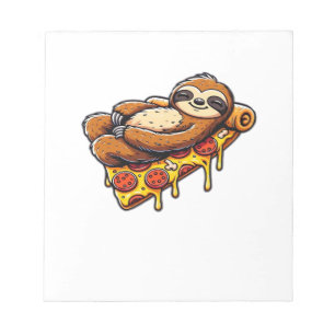 Lustiges Faultier, das Pizza isst, Kawaii-Tierlieb Notizblock