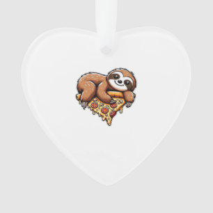 Lustiges Faultier, das Pizza isst, Kawaii-Tierlieb Ornament