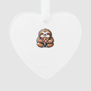 Lustiges Faultier, das Pizza isst, Kawaii-Tierlieb Ornament