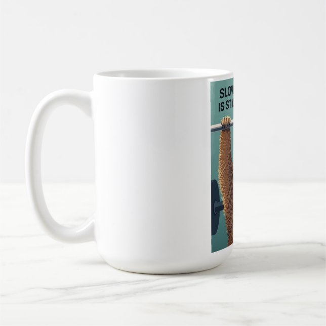 Lustiges Faultier-Gym-Motivationsposter - Langsame Kaffeetasse (Links)