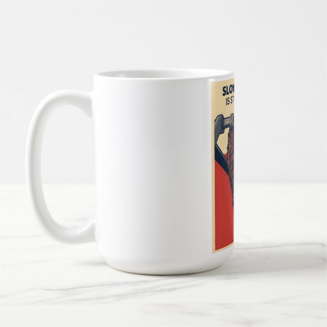 Lustiges Faultier-Gym-Motivationsposter - Langsame Kaffeetasse (Links)