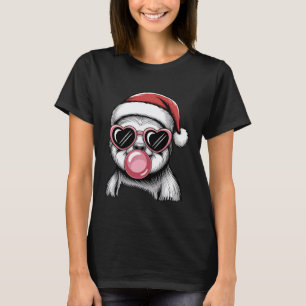 Lustiges Faultier in Weihnachtsmannmütze bläst Luf T-Shirt