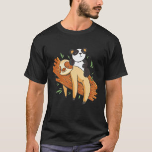 Lustiges Faultier mit einem Freund Sleephirt Panda T-Shirt