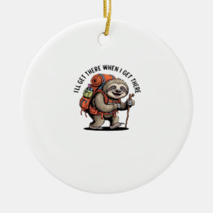 Lustiges Faultier-Wanderteam - Langsam und stetig Keramik Ornament