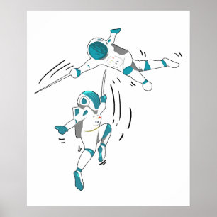 Lustiges-Fechten-im-Weltraum-Geschenk-für-einen-Fe Poster
