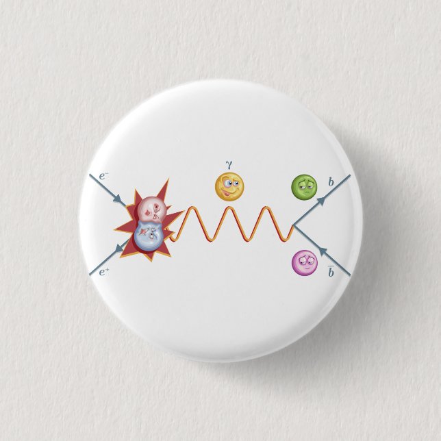 Lustiges Feynman Diagramm Button (Vorderseite)