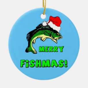 Lustiges Fischen Keramik Ornament