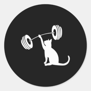 Lustiges Fitness-Gewicht Stärke-Gym-Katze-Heben fü Runder Aufkleber