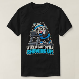 Lustiges Fitness-T-Shirt, müder Panda auf dem Lauf T-Shirt