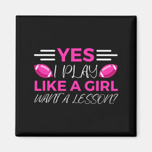 Lustiges Flag Football Mädchen T-Shirt Magnet