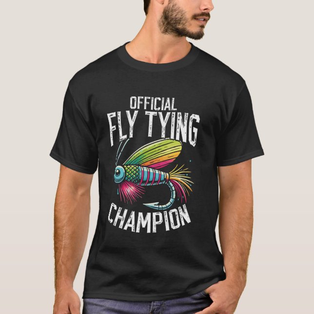 Lustiges Fliegenbinden Forellen-Angeln Fly Casting T-Shirt (Vorderseite)