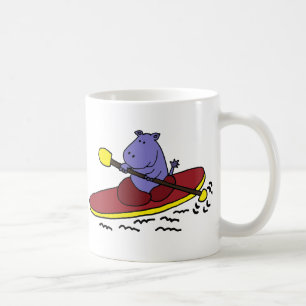 Lustiges Flusspferd-Kayaking Cartoon Kaffeetasse